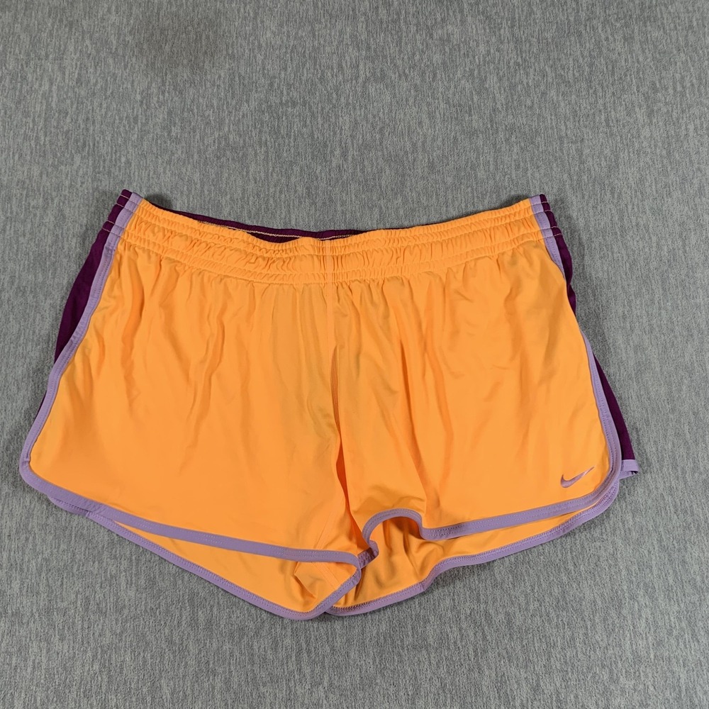 Nike Shorts Womens XL Orange Purple Dri-FIT Running Colorblock Athletic Training - Picture 1 of 12